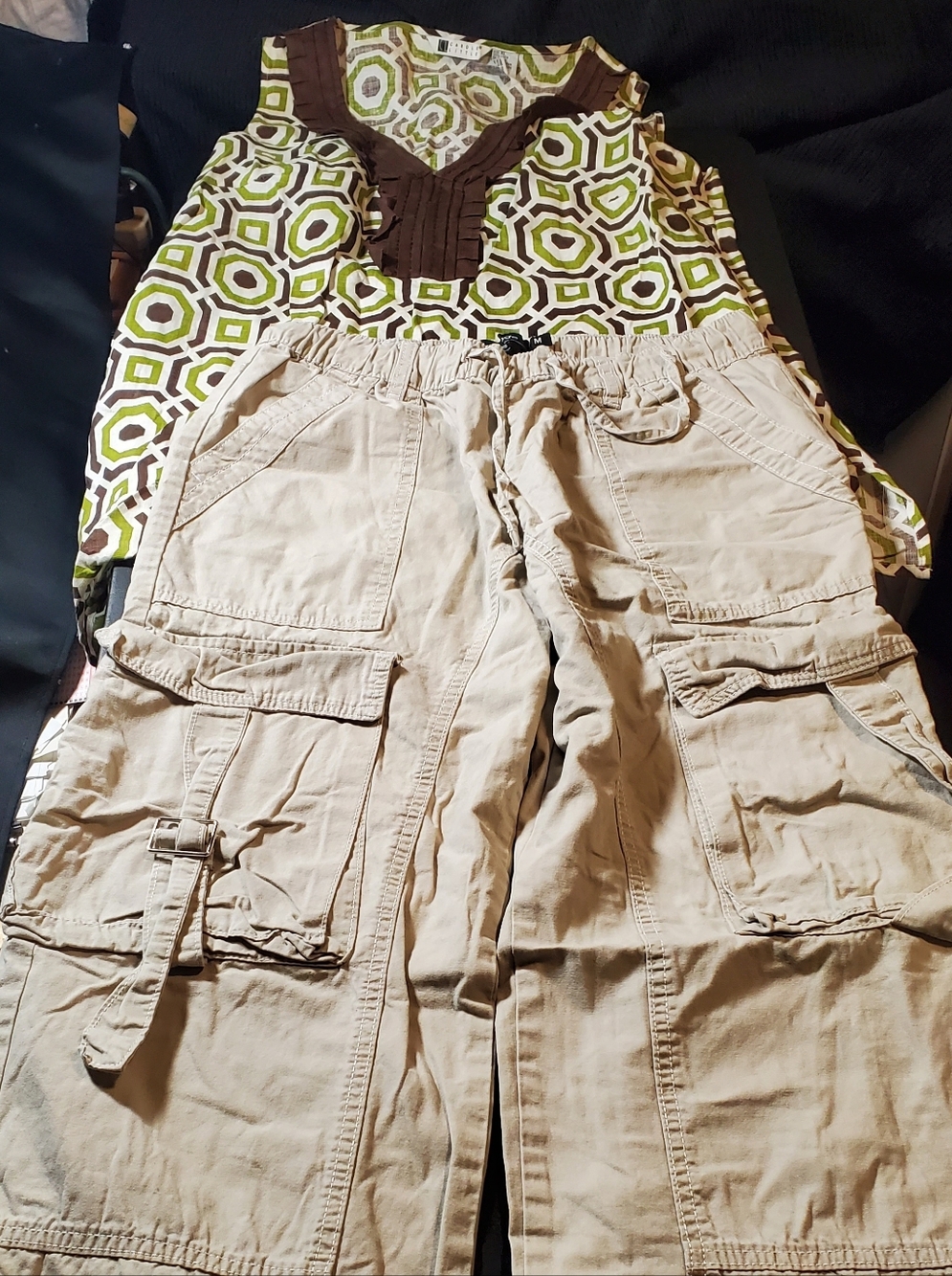 refuge Green and Brown Patterned Sleeveless Top